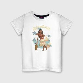 Детская футболка хлопок с принтом Моана в Екатеринбурге, 100% хлопок | круглый вырез горловины, полуприлегающий силуэт, длина до линии бедер | Тематика изображения на принте: disney princess | moana | vdkimel | моана