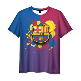 Мужская футболка 3D с принтом Barcelona в Екатеринбурге, 100% полиэфир | прямой крой, круглый вырез горловины, длина до линии бедер | barcelona | barselona | futbol club | барса | барселона | лионель месси | люблю футбол | месси | сине гранатовые | фанат | фк барселона | форма | форма игроков | футбол | футбольный клуб | эмблема | эмблема клуба