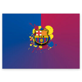 Поздравительная открытка с принтом Barcelona в Екатеринбурге, 100% бумага | плотность бумаги 280 г/м2, матовая, на обратной стороне линовка и место для марки
 | barcelona | barselona | futbol club | барса | барселона | лионель месси | люблю футбол | месси | сине гранатовые | фанат | фк барселона | форма | форма игроков | футбол | футбольный клуб | эмблема | эмблема клуба