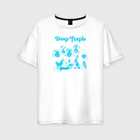 Женская футболка хлопок Oversize с принтом Deep Purple в Екатеринбурге, 100% хлопок | свободный крой, круглый ворот, спущенный рукав, длина до линии бедер
 | deep purple | альбом | гловер | группа | дееп | деп | ди | дип | диперпл | дипперпл | иэн гиллан | иэн пэйс | лого | логотип | метал | морс | пепл | перпл | прогрессивный | психоделический | рок | символ | хард