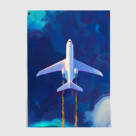 Постер с принтом Самолёт на небе в Екатеринбурге, 100% бумага
 | бумага, плотность 150 мг. Матовая, но за счет высокого коэффициента гладкости имеет небольшой блеск и дает на свету блики, но в отличии от глянцевой бумаги не покрыта лаком | abstract | air | art | fire | sky | самолёт на небе