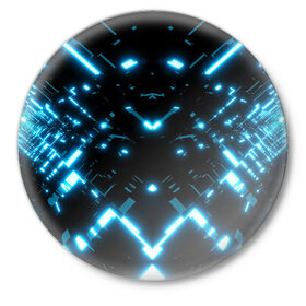 Значок с принтом Neon Lights в Екатеринбурге,  металл | круглая форма, металлическая застежка в виде булавки | blue | cyberpunk2077 | girl | neon | неон | неоновая