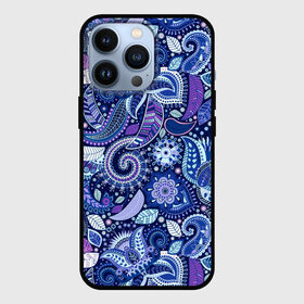 Чехол для iPhone 13 Pro с принтом ВОСТОЧНЫЙ УЗОР в Екатеринбурге,  |  | восток | гжель | красивый | природа | синий | сказка | узор | фиолетовый | цветы