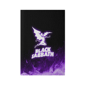 Обложка для паспорта матовая кожа с принтом Black Sabbath NEON в Екатеринбурге, натуральная матовая кожа | размер 19,3 х 13,7 см; прозрачные пластиковые крепления | Тематика изображения на принте: black sabbath | hard rock | heavy metal | purple | блэк сабат | группы | метал | музыка | оззи осборн | рок | фиолетовый | хард рок | хэви метал