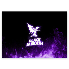 Поздравительная открытка с принтом Black Sabbath NEON в Екатеринбурге, 100% бумага | плотность бумаги 280 г/м2, матовая, на обратной стороне линовка и место для марки
 | black sabbath | hard rock | heavy metal | purple | блэк сабат | группы | метал | музыка | оззи осборн | рок | фиолетовый | хард рок | хэви метал