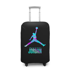 Чехол для чемодана 3D с принтом Jordan в Екатеринбурге, 86% полиэфир, 14% спандекс | двустороннее нанесение принта, прорези для ручек и колес | jordan | michael | nba | баскетбол | джорданмайкл | игра | легенда | майкл джордан | мяч | неон | футбол