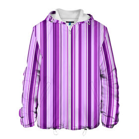 Мужская куртка 3D с принтом Фиолетово-чёрные полосы в Екатеринбурге, ткань верха — 100% полиэстер, подклад — флис | прямой крой, подол и капюшон оформлены резинкой с фиксаторами, два кармана без застежек по бокам, один большой потайной карман на груди. Карман на груди застегивается на липучку | вертикальные полосы | вертикальный рисунок | линии | полосы | розовый | светлый | темный | фиолетовый | черный