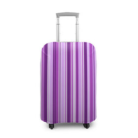Чехол для чемодана 3D с принтом Фиолетово-чёрные полосы в Екатеринбурге, 86% полиэфир, 14% спандекс | двустороннее нанесение принта, прорези для ручек и колес | вертикальные полосы | вертикальный рисунок | линии | полосы | розовый | светлый | темный | фиолетовый | черный