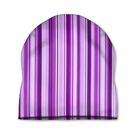 Шапка 3D с принтом Фиолетово-чёрные полосы в Екатеринбурге, 100% полиэстер | универсальный размер, печать по всей поверхности изделия | Тематика изображения на принте: вертикальные полосы | вертикальный рисунок | линии | полосы | розовый | светлый | темный | фиолетовый | черный