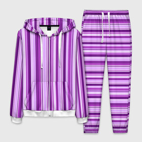 Мужской костюм 3D с принтом Фиолетово-чёрные полосы в Екатеринбурге, 100% полиэстер | Манжеты и пояс оформлены тканевой резинкой, двухслойный капюшон со шнурком для регулировки, карманы спереди | Тематика изображения на принте: вертикальные полосы | вертикальный рисунок | линии | полосы | розовый | светлый | темный | фиолетовый | черный