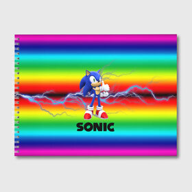 Альбом для рисования с принтом SONIC RAINBOW в Екатеринбурге, 100% бумага
 | матовая бумага, плотность 200 мг. | hedgehog | metal sonic | silver | silver the hedgehog | sonic | sonic boom | sonic the hedgehog | ёж сонник | игры | соник | фильмы