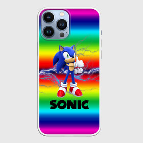 Чехол для iPhone 13 Pro Max с принтом SONIC RAINBOW в Екатеринбурге,  |  | Тематика изображения на принте: hedgehog | metal sonic | silver | silver the hedgehog | sonic | sonic boom | sonic the hedgehog | ёж сонник | игры | соник | фильмы