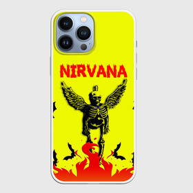 Чехол для iPhone 13 Pro Max с принтом NIRVANA в Екатеринбурге,  |  | nirvana | smile | ангел | курт кобейн | нирвана | скелет | смайл | телечия мышы