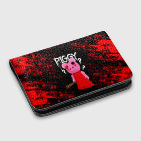 Картхолдер с принтом с принтом ROBLOX PIGGY - СВИНКА ПИГГИ в Екатеринбурге, натуральная матовая кожа | размер 7,3 х 10 см; кардхолдер имеет 4 кармана для карт; | pig | piggy | roblox | игра | компьютерная игра | логотип | онлайн | онлайн игра | пигги | поросенок | роблакс | роблокс | свинка | свинья