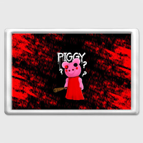 Магнит 45*70 с принтом ROBLOX PIGGY - СВИНКА ПИГГИ в Екатеринбурге, Пластик | Размер: 78*52 мм; Размер печати: 70*45 | Тематика изображения на принте: pig | piggy | roblox | игра | компьютерная игра | логотип | онлайн | онлайн игра | пигги | поросенок | роблакс | роблокс | свинка | свинья