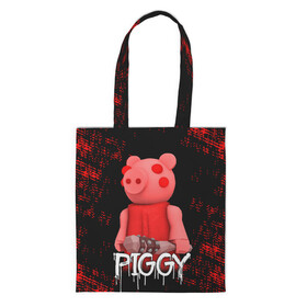 Шоппер 3D с принтом ROBLOX PIGGY - СВИНКА ПИГГИ в Екатеринбурге, 100% полиэстер | Плотность: 200 г/м2; Размер: 34×35 см; Высота лямок: 30 см | pig | piggy | roblox | игра | компьютерная игра | логотип | онлайн | онлайн игра | пигги | поросенок | роблакс | роблокс | свинка | свинья