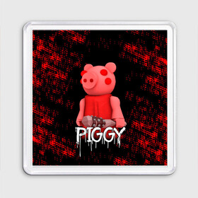 Магнит 55*55 с принтом ROBLOX PIGGY - СВИНКА ПИГГИ в Екатеринбурге, Пластик | Размер: 65*65 мм; Размер печати: 55*55 мм | Тематика изображения на принте: pig | piggy | roblox | игра | компьютерная игра | логотип | онлайн | онлайн игра | пигги | поросенок | роблакс | роблокс | свинка | свинья