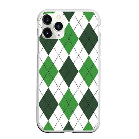 Чехол для iPhone 11 Pro Max матовый с принтом Зелёные ромбы в Екатеринбурге, Силикон |  | Тематика изображения на принте: белый | геометрические фигуры | зеленый | пунктир | ромб | ромбы | тёмный