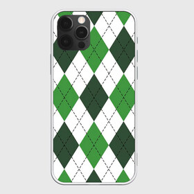 Чехол для iPhone 12 Pro Max с принтом Зелёные ромбы в Екатеринбурге, Силикон |  | Тематика изображения на принте: белый | геометрические фигуры | зеленый | пунктир | ромб | ромбы | тёмный