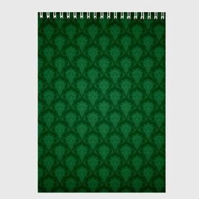 Скетчбук с принтом Готические зелёные цветы в Екатеринбурге, 100% бумага
 | 48 листов, плотность листов — 100 г/м2, плотность картонной обложки — 250 г/м2. Листы скреплены сверху удобной пружинной спиралью | Тематика изображения на принте: готика | зеленый | светлый | темный | цветы