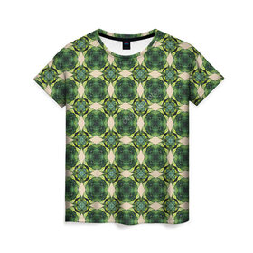 Женская футболка 3D с принтом Зеленые драгоценности в Екатеринбурге, 100% полиэфир ( синтетическое хлопкоподобное полотно) | прямой крой, круглый вырез горловины, длина до линии бедер | 