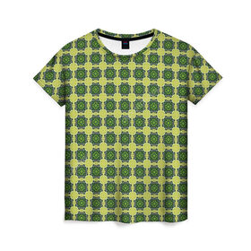 Женская футболка 3D с принтом Зеленые драгоценности в Екатеринбурге, 100% полиэфир ( синтетическое хлопкоподобное полотно) | прямой крой, круглый вырез горловины, длина до линии бедер | драгоценности | драгоценность | зеленый | золото | изумруд | изумруды | темный