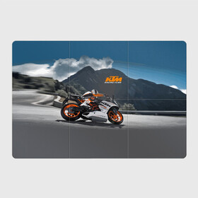 Магнитный плакат 3Х2 с принтом KTM Racing team в Екатеринбурге, Полимерный материал с магнитным слоем | 6 деталей размером 9*9 см | clouds | ktm | motorcycle | mountains | nature | racer | racing | route | sky | team | гонщик | горы | мотоцикл | небо | облака | природа | трасса