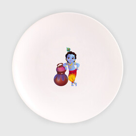 Тарелка с принтом Кришна в Екатеринбурге, фарфор | диаметр - 210 мм
диаметр для нанесения принта - 120 мм | Тематика изображения на принте: кришна рама харе кришна