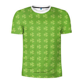 Мужская футболка 3D спортивная с принтом Клевер в Екатеринбурге, 100% полиэстер с улучшенными характеристиками | приталенный силуэт, круглая горловина, широкие плечи, сужается к линии бедра | зелёный | клевер | светлый | тёмный | цветок | цветы