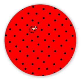 Коврик для мышки круглый с принтом Божья коровка на горошке в Екатеринбурге, резина и полиэстер | круглая форма, изображение наносится на всю лицевую часть | ladybug | pattern | summer | алый | арбуз | бабочки | вишня | горох | горошек | животные | жук | клубника | красный | круги | лапки | лето | насекомые | орнамент | паттерн | помада | прикольный | пузыри | пятнистый