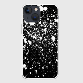 Чехол для iPhone 13 mini с принтом Белая краска в Екатеринбурге,  |  | casual | pattern | snow | winter | акварельные | брызги | зима | краски | круги | крутые | мазки | маляр | модные | мужские | ночь | паттерн | популярные | пятна | пятнистый | снег | снегопад | снежинки | текстура