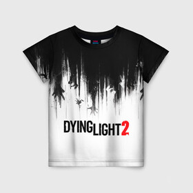 Детская футболка 3D с принтом Dying Light 2 в Екатеринбурге, 100% гипоаллергенный полиэфир | прямой крой, круглый вырез горловины, длина до линии бедер, чуть спущенное плечо, ткань немного тянется | Тематика изображения на принте: 2 | 2021 | dying light | light | logo | techland | игра | красный | кровь | лого | логотип