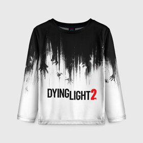 Детский лонгслив 3D с принтом Dying Light 2 в Екатеринбурге, 100% полиэстер | длинные рукава, круглый вырез горловины, полуприлегающий силуэт
 | 2 | 2021 | dying light | light | logo | techland | игра | красный | кровь | лого | логотип
