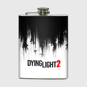 Фляга с принтом Dying Light 2 в Екатеринбурге, металлический корпус | емкость 0,22 л, размер 125 х 94 мм. Виниловая наклейка запечатывается полностью | Тематика изображения на принте: 2 | 2021 | dying light | light | logo | techland | игра | красный | кровь | лого | логотип