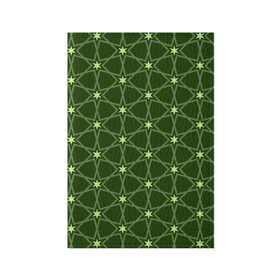 Обложка для паспорта матовая кожа с принтом Зеленые звёзды в Екатеринбурге, натуральная матовая кожа | размер 19,3 х 13,7 см; прозрачные пластиковые крепления | вертикальный рисунок | звёзды | зеленый | отражение | темный
