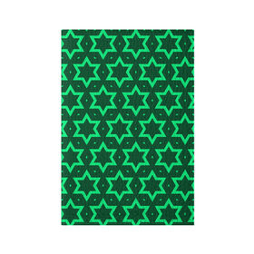 Обложка для паспорта матовая кожа с принтом Звезда Давида в Екатеринбурге, натуральная матовая кожа | размер 19,3 х 13,7 см; прозрачные пластиковые крепления | Тематика изображения на принте: вертикальный рисунок | звезда | звезда давида | звёзды | звезды давида | зеленый | зеленый узор | светлый | тёмный | узор