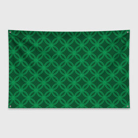 Флаг-баннер с принтом Зелёный узор в Екатеринбурге, 100% полиэстер | размер 67 х 109 см, плотность ткани — 95 г/м2; по краям флага есть четыре люверса для крепления | геометрические фигуры | зеленый | круг | ромб | светлый | темный | узор