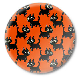 Значок с принтом HALLOWEEN CATS в Екатеринбурге,  металл | круглая форма, металлическая застежка в виде булавки | animal | cat | cute | pet | животное | кавай | киса | кот | котэ | милое | хэллоуин