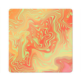 Магнит виниловый Квадрат с принтом Цветные разводы. в Екатеринбурге, полимерный материал с магнитным слоем | размер 9*9 см, закругленные углы | абстракция | волны | желтый | кляксы | оранжевый | пятна | салатовый | цветные разводы