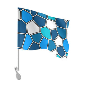 Флаг для автомобиля с принтом Ледяной витраж в Екатеринбурге, 100% полиэстер | Размер: 30*21 см | витраж | геометрия | зенит | сетка | синий | соты | футбол