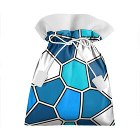 Подарочный 3D мешок с принтом Ледяной витраж в Екатеринбурге, 100% полиэстер | Размер: 29*39 см | витраж | геометрия | зенит | сетка | синий | соты | футбол