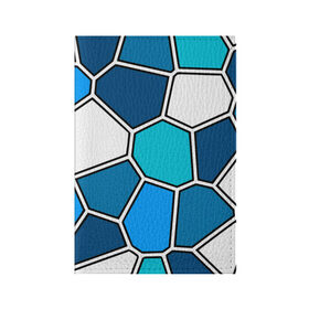 Обложка для паспорта матовая кожа с принтом Ледяной витраж в Екатеринбурге, натуральная матовая кожа | размер 19,3 х 13,7 см; прозрачные пластиковые крепления | витраж | геометрия | зенит | сетка | синий | соты | футбол