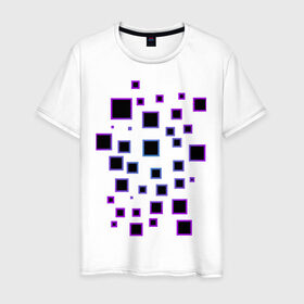 Мужская футболка хлопок с принтом Абстракция квадратов в Екатеринбурге, 100% хлопок | прямой крой, круглый вырез горловины, длина до линии бедер, слегка спущенное плечо. | 