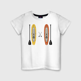Детская футболка хлопок с принтом сап серфинг в Екатеринбурге, 100% хлопок | круглый вырез горловины, полуприлегающий силуэт, длина до линии бедер | serfing | sup boarding | sup serfing | sup серфинг | сап серфинг | серфинг