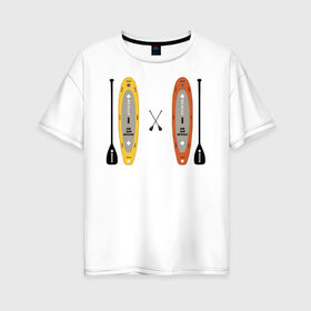 Женская футболка хлопок Oversize с принтом сап серфинг в Екатеринбурге, 100% хлопок | свободный крой, круглый ворот, спущенный рукав, длина до линии бедер
 | serfing | sup boarding | sup serfing | sup серфинг | сап серфинг | серфинг