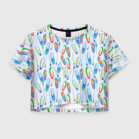 Женская футболка Crop-top 3D с принтом доски для серфинга в Екатеринбурге, 100% полиэстер | круглая горловина, длина футболки до линии талии, рукава с отворотами | serfing | sup boarding | sup serfing | sup серфинг | сап серфинг | серфинг