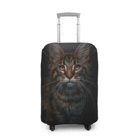 Чехол для чемодана 3D с принтом Кот усатый в Екатеринбурге, 86% полиэфир, 14% спандекс | двустороннее нанесение принта, прорези для ручек и колес | Тематика изображения на принте: cat | кот | котёнок | котик | кошка | мейн кун | полосатый | пушистый | усатый
