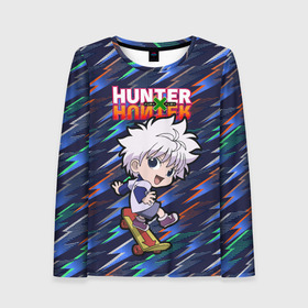 Женский лонгслив 3D с принтом Киллуа Hunter x Hunter в Екатеринбурге, 100% полиэстер | длинные рукава, круглый вырез горловины, полуприлегающий силуэт | anime | hunter | hunter x hunter | killua | zoldyck | аниме | зодиак | охотник | охотники