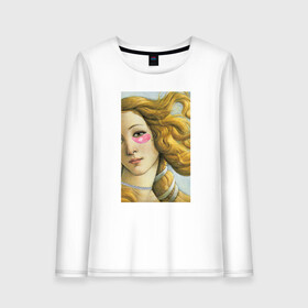 Женский лонгслив хлопок с принтом The Birth of Venus в Екатеринбурге, 100% хлопок |  | art | birth | botticelli | choker | eye | lashes | makeup | patch | sandro | venus | боттичелли | венера | венеры | глаза | живопись | жизнь | искусство | макияж | патчи | ресницы | рождение | сандро | чокер