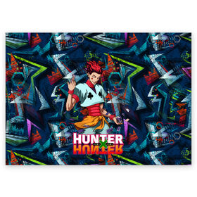 Поздравительная открытка с принтом Хисока Hunter x Hunter в Екатеринбурге, 100% бумага | плотность бумаги 280 г/м2, матовая, на обратной стороне линовка и место для марки
 | anime | hunter | hunter x hunter | zoldyck | аниме | зодиак | охотник | охотники | хисока